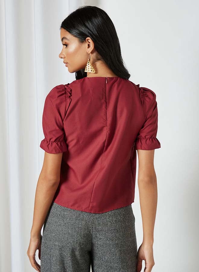 Aila - Solid Design Elastic Pleat Top Rose - Image 1