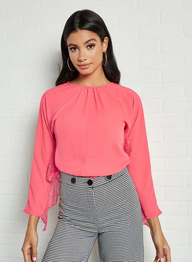 Aila Solid Design Round Neck Top Light Orange - Image 1