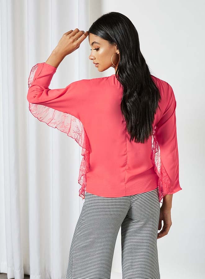 Aila Solid Design Round Neck Top Light Orange - Image 2