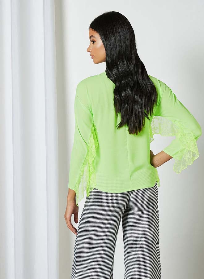 Aila Solid Design Round Neck Top Shiny Green - Image 2
