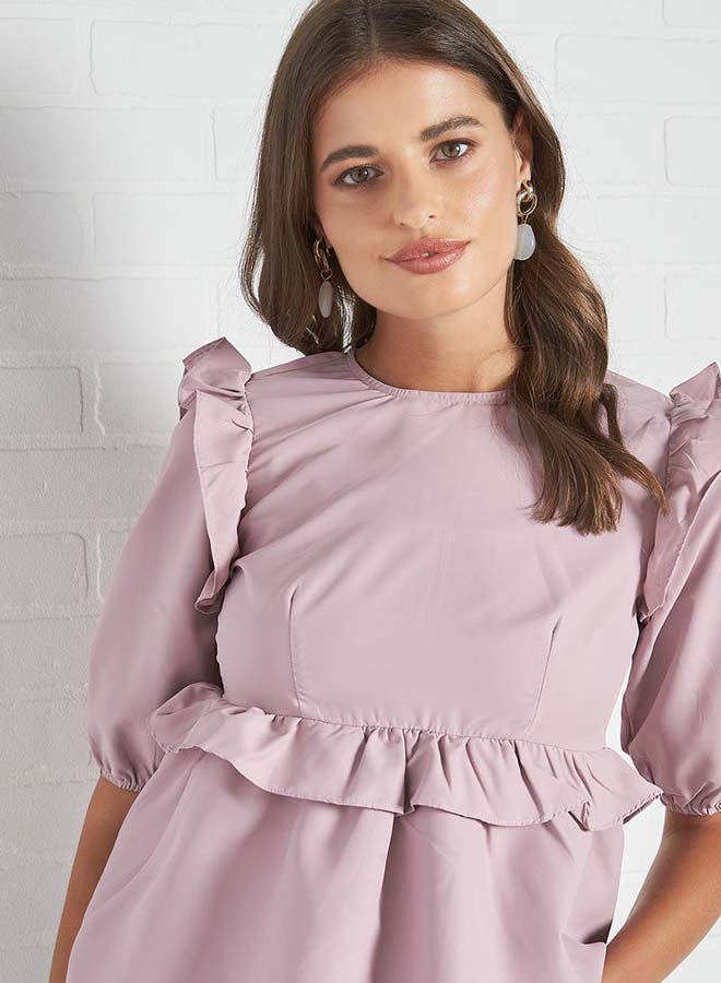Aila Round Neck Casual Top Purple  - Image 2