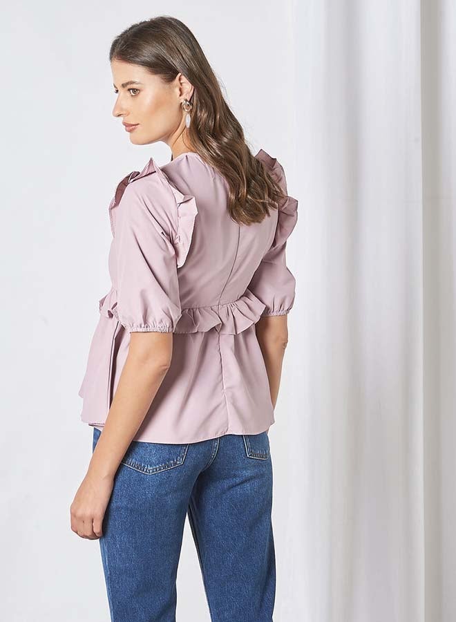 Aila Round Neck Casual Top Purple  - Image 4