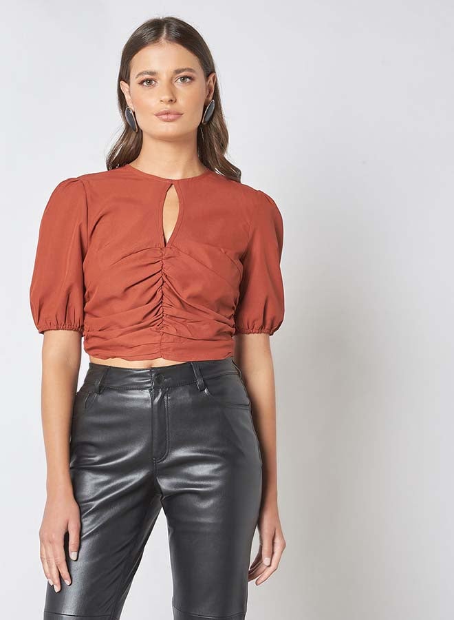 Aila Open Neck Top Brown  - Image 3