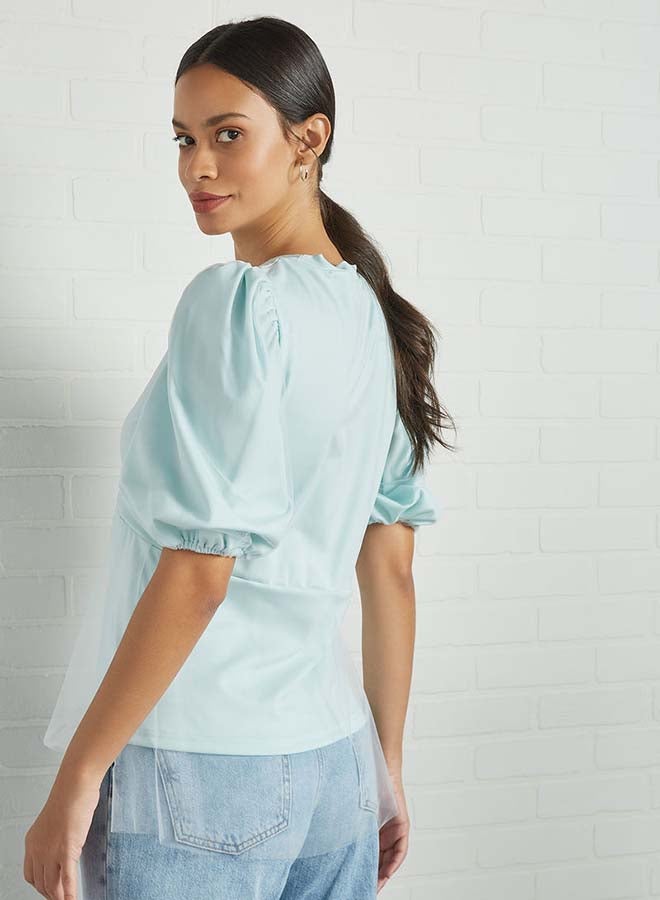 Aila - Solid Design Double Layer Bottom Top Light  Blue - Image 1