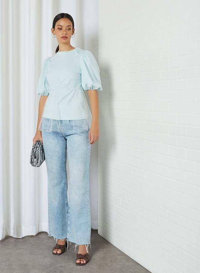 Aila - Solid Design Double Layer Bottom Top Light  Blue - Image 1