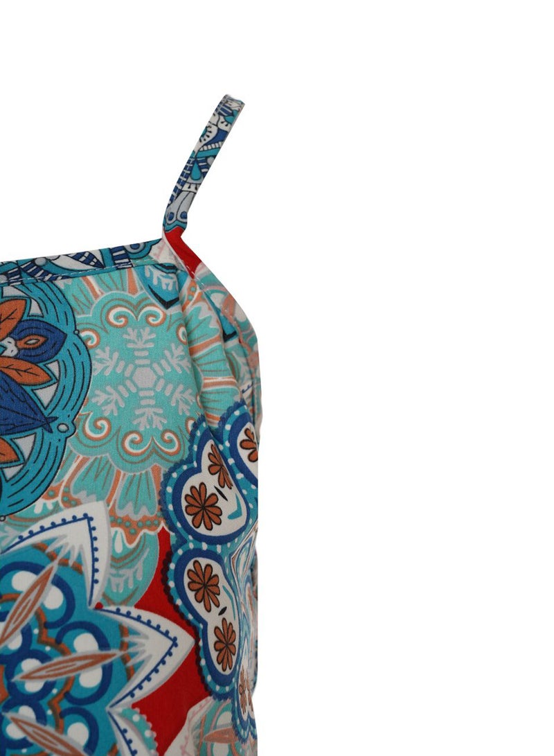 Aila Women'S Casual Mini Straps Floral Puff Bottom Hem Dress Blue  - Image 3