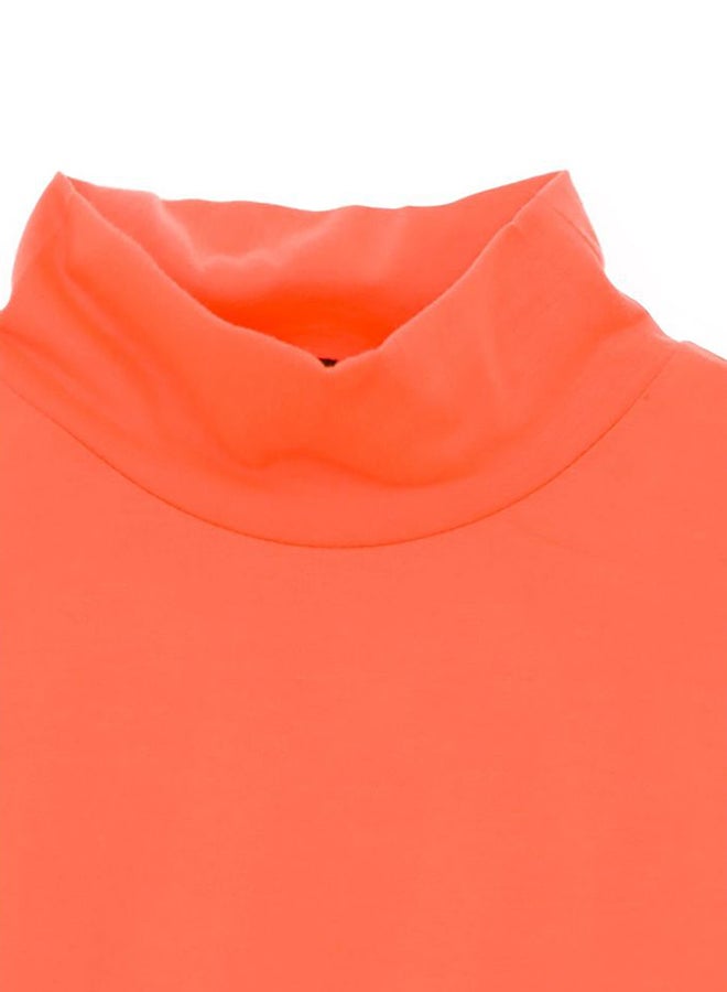 Aila Women's Casual Turtle Neck Long Sleeves Crop Knit Top Orange  - Image 3