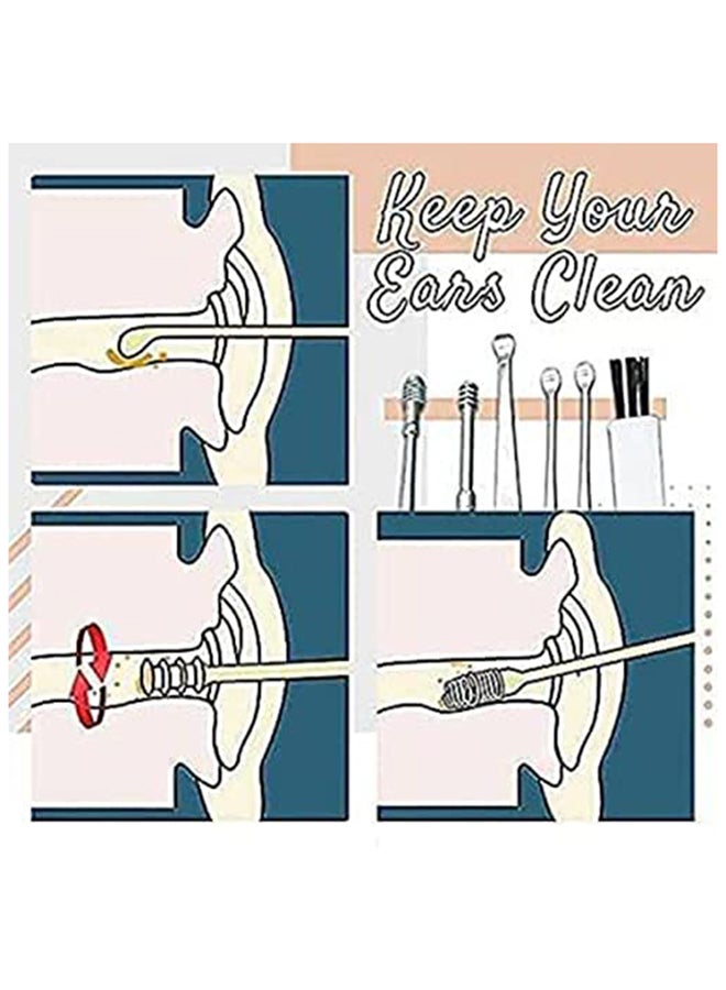 Generic - Set of 6 Non-slip Handles Ear Wax Removal Kit With Soft Silicone and Stainless Steel - Image 1