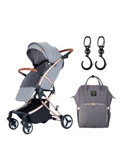 TEKNUM A1 Feather Lite Stroller With Sunveno Diaper Bag - Grey And Hooks - Grey  - Image 3