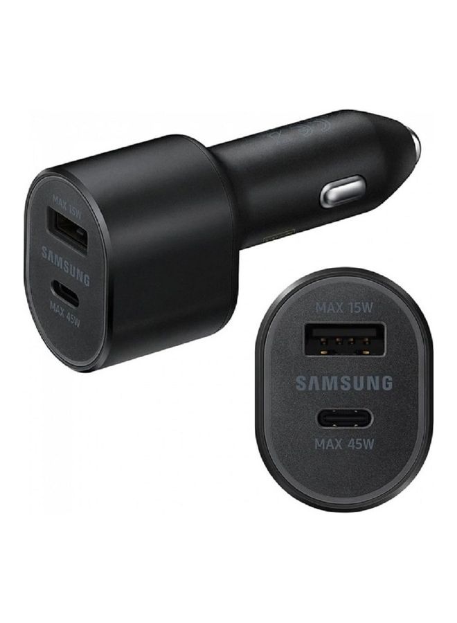 Samsung - Super Fast 2.0 Dual Port Car Charger With Type-C Cable Black - Image 1