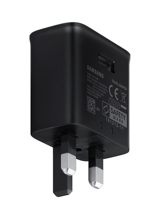15W Fast Charge Travel Adapter With USB-A To USB-C Cable Black