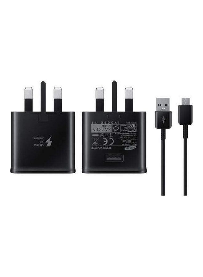 15W Fast Charge Travel Adapter With USB-A To USB-C Cable Black