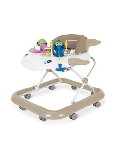 Mamalove Adjustable Portable Baby Foldable Walker With Activity Toys And Comfortable Cushioned Seat - Beige 