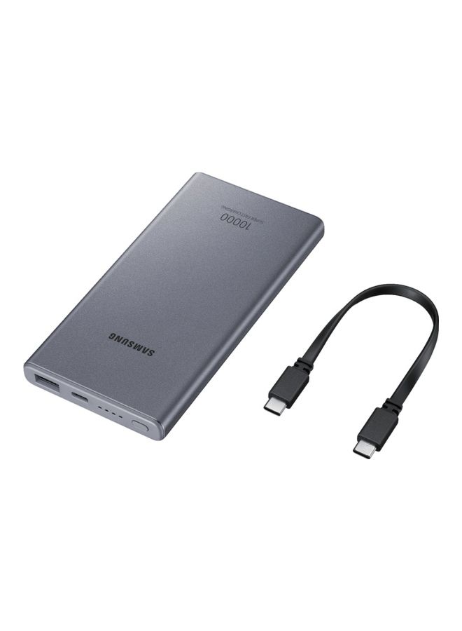 Samsung - 10000 mAh 10000mAh Super Fast Charge Dual Port Power Bank 25W Portable Battery Pack With USB-A and USB-C Port Silver - Image 1