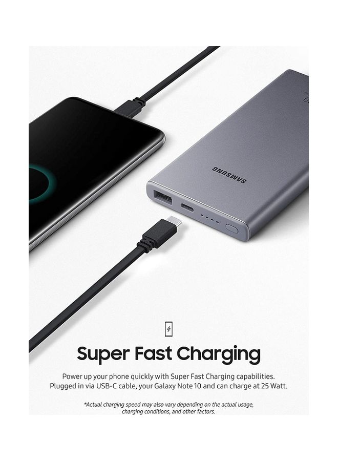Samsung - 10000 mAh 10000mAh Super Fast Charge Dual Port Power Bank 25W Portable Battery Pack With USB-A and USB-C Port Silver - Image 1