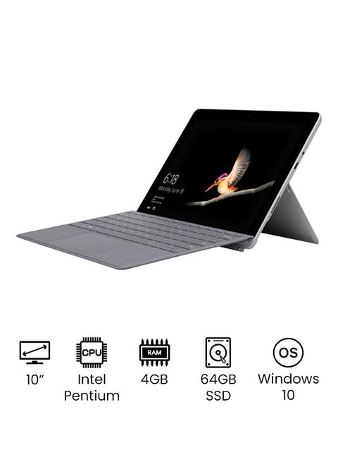 Surface Go 2-In-1 Convertible With 10-Inch PixelSense Display, Intel Pentium 4415Y Processor/4GB RAM/64GB SSD/Intel HD Graphics 615/Windows 10 /International Version English Silver