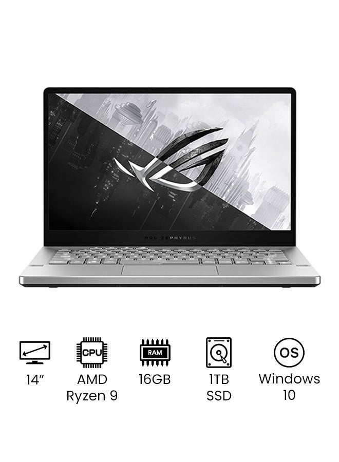 ASUS - ROG Zephyrus G14 With 14-Inch Full HD Display, AMD Ryzen R9 Processor/16GB RAM/1TB SSD/6GB NVIDIA GeForce RTX 2060 Graphics/Windows 10 English Moonlight White - Image 1