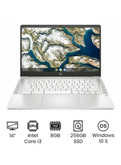 HP 14-DQ1077wm (Upgraded Version) Laptop With 14-Inch HD Display, Core i3-1005G1 Processer/8GB RAM/256GB SSD/Intel UHD Graphics/Windows 10S /International Version English silver  - Image 1