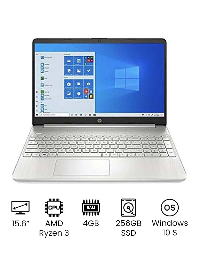 HP - 15-EF1041NR (Upgraded Version) Laptop With 15.6-Inch HD Display, AMD Ryzen 3 3250U Processer/4GB RAM/256GB SSD/Intel UHD Graphics/Windows 10S /International Version English Silver - Image 1