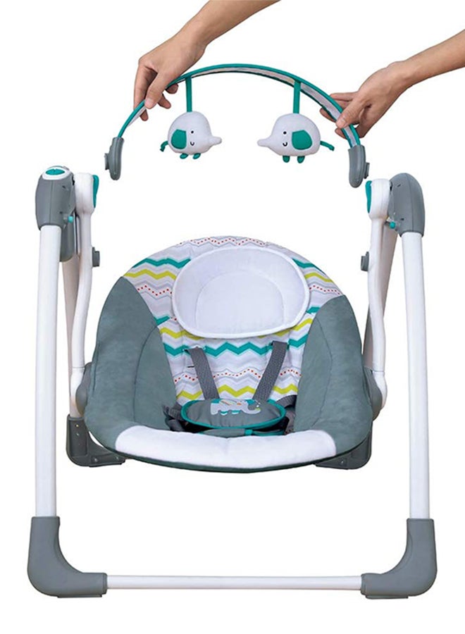 Deluxe Portable Baby Swing Automatic For Newborn To Toddler With Music-Green/White
