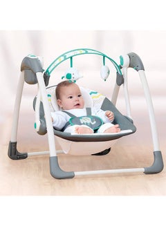 Mastela Deluxe Portable Baby Swing Automatic For Newborn To Toddler With Music-Green/White  - Image 2