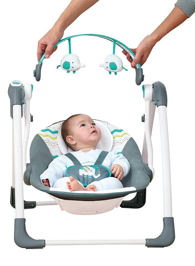 Deluxe Portable Baby Swing Automatic For Newborn To Toddler With Music-Green/White