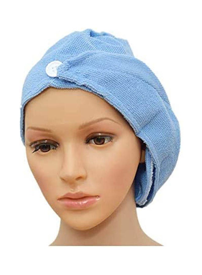 2 Pcs Microfiber Bath Head Wrap Blue 8x4cm - Image 1