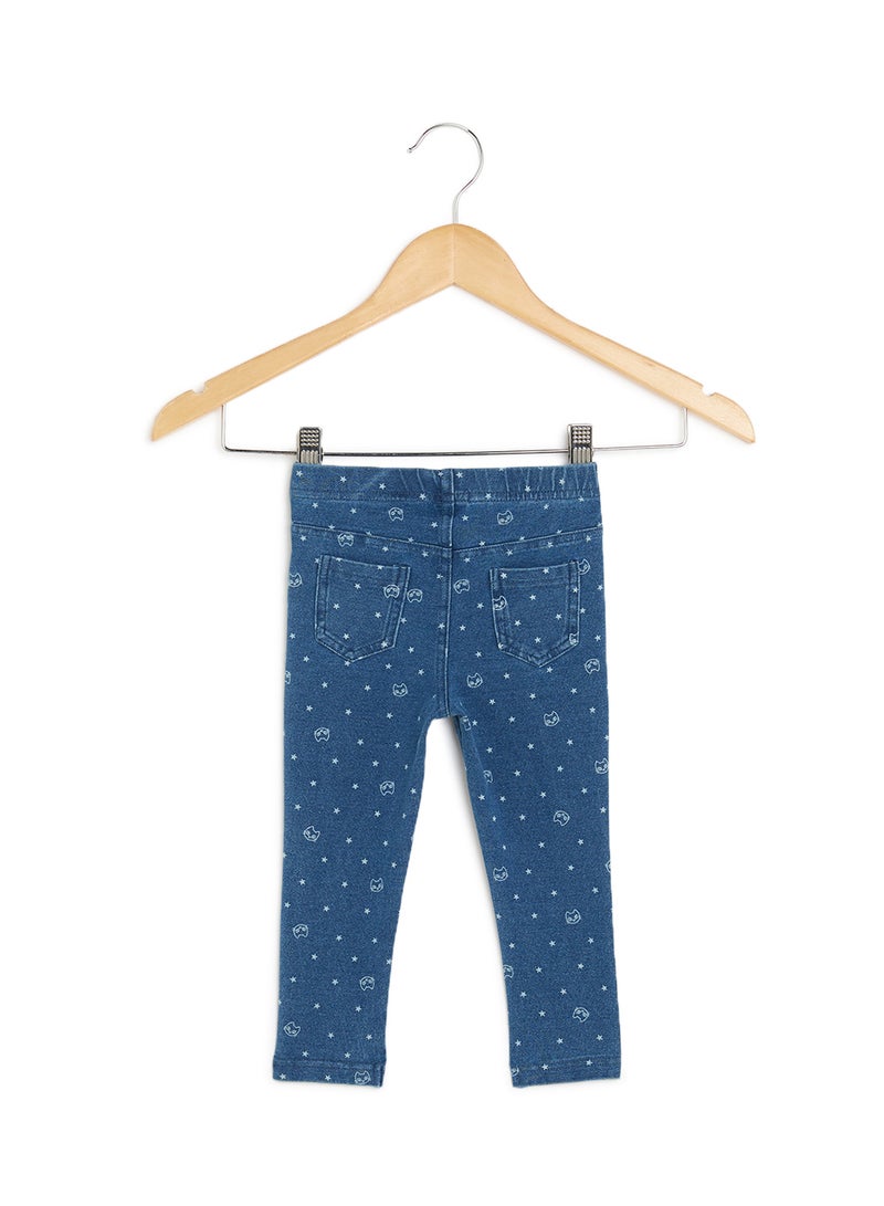 R&B All Over Printed Jeggings With Pocket Detail And Elasticized Waistband Denim Blue - Image 2