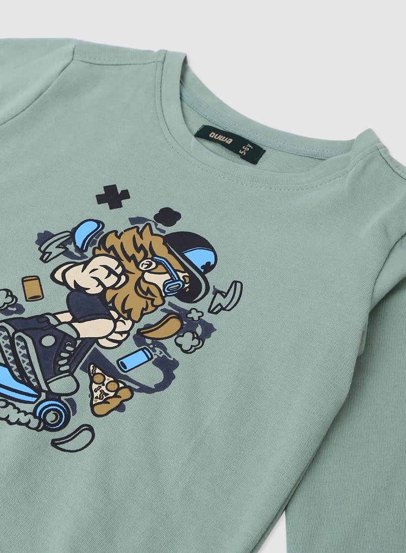QUWA Graphic Printed Sweatshirt Printed  - Image 3