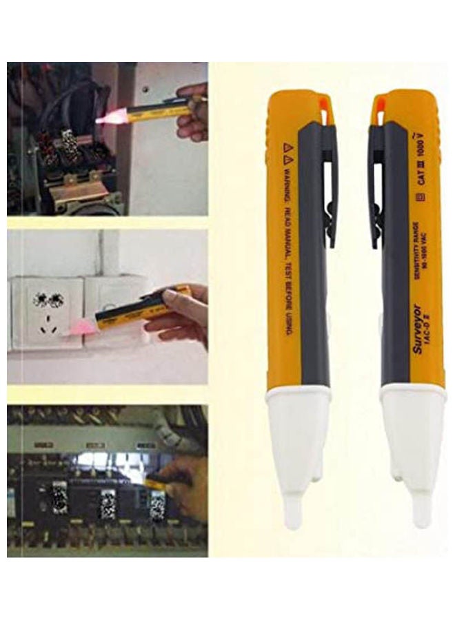 Non-Contact Volt Alert Electrical Tester Socket Wall Ac Power Outlet Voltage Detector Sensor Tester Electric Test Pen Led Light Voltage Indicator 90-1000V Yellow
