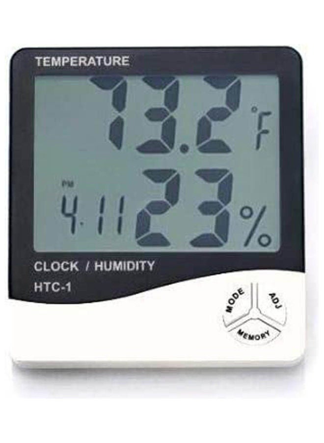 White Color Htc-1 Indoor Lcd Digital Temperature Humidity Meter Thermometer Clock Alarm F-C Readout White - v1649756590/N53126041A_2