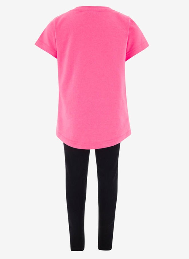 R&B Girls Printed T-Shirt With Leggings Set Pink/Black - Image 2