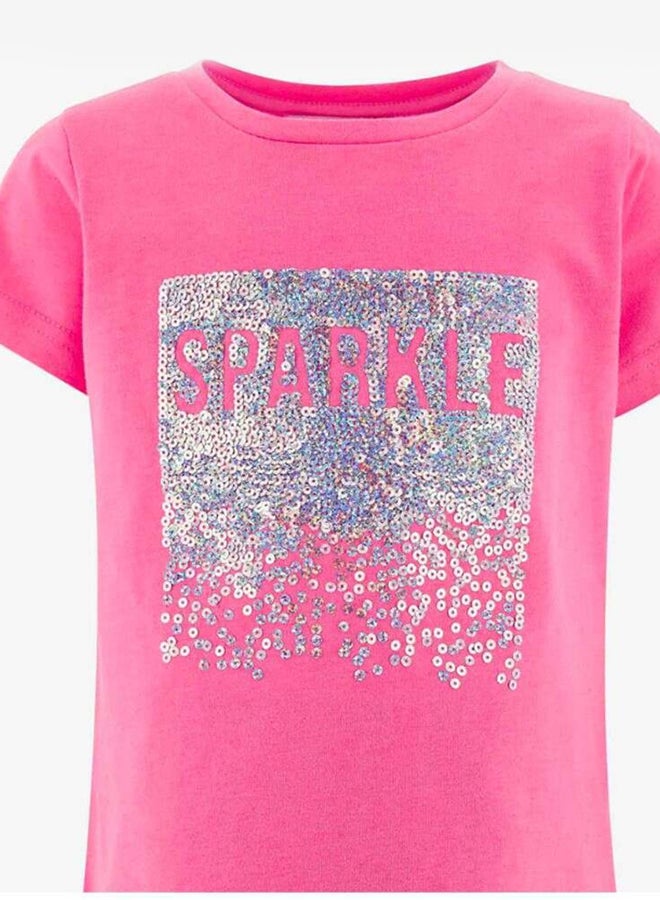 R&B Girls Printed T-Shirt With Leggings Set Pink/Black - Image 3