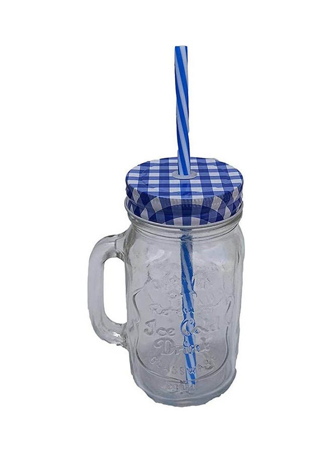 Generic - Glass Jar With Lid And Straw Blue - Image 1