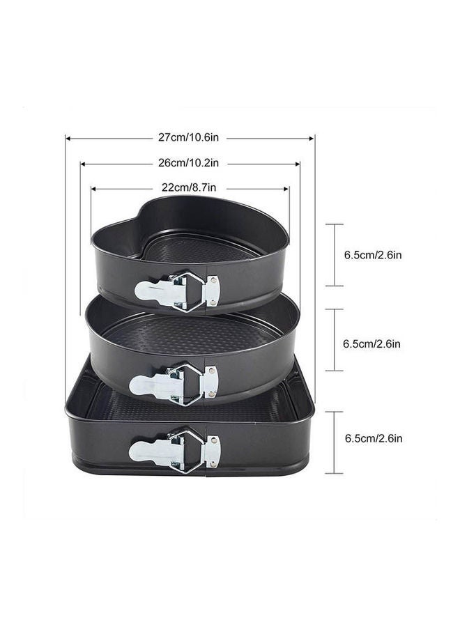 مجموعة من 3 أدوات صنع الكيك غير لاصقة على شكل قلب، وشكل دائري، وشكل مربع - Image 2