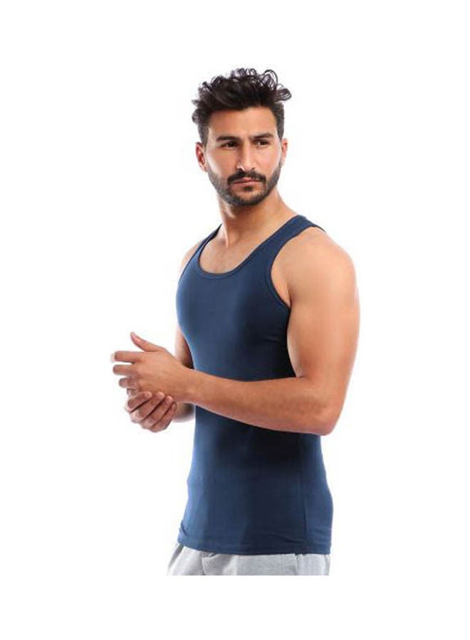 Mesery Undershirts Cotton Stretch Navy Blue - Image 3