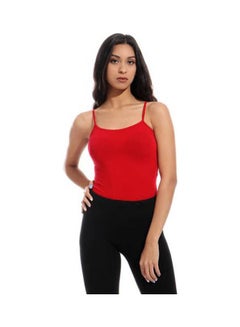 Mesery Cotton Stretch Plain Spaghetti Top Red  - Image 1