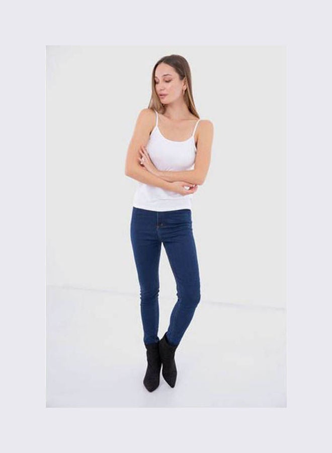 Mesery Cotton Stretch Plain Spaghetti Top White  - Image 1