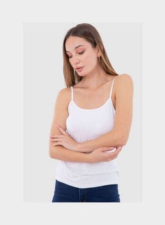 Mesery Cotton Stretch Plain Spaghetti Top White  - Image 2