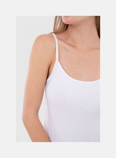 Mesery Cotton Stretch Plain Spaghetti Top White  - Image 3