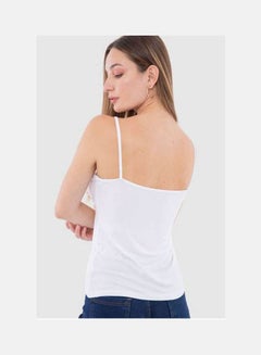Mesery Cotton Stretch Plain Spaghetti Top White  - Image 4