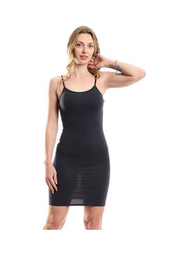 Mesery Bretelle Short Dress Cotton Thin Strap Black  - Image 1