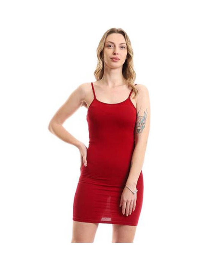 Mesery Bretelle Short Dress Cotton Thin Strap Red  - Image 1