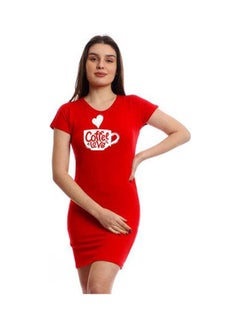 Sleepshirt Cotton Short Sleeves Printed Red