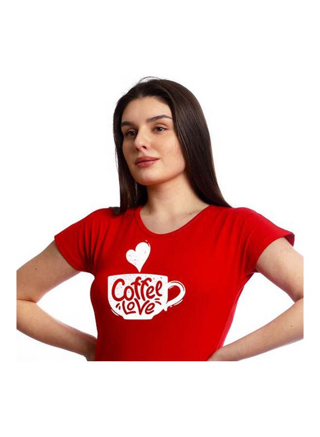 Mesery - Sleepshirt Cotton Short Sleeves Printed Red - Image 1