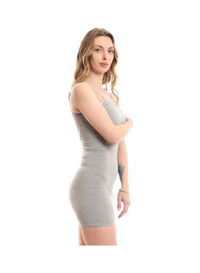 Mesery Bretelle Short Dress Cotton Thin Strap Grey  - Image 2