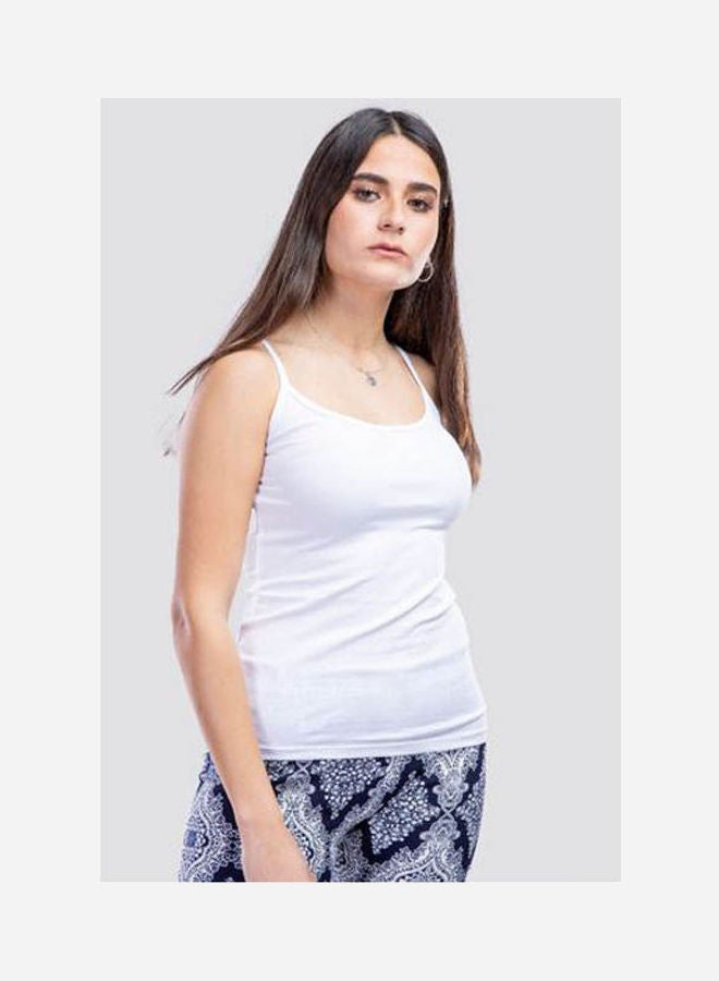 Mesery Cotton Stretch Plain Spaghetti Top White - Image 4
