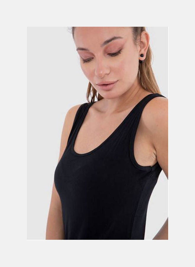 Mesery - Women's Cotton Stretch Plain Tank Top Black - Image 1