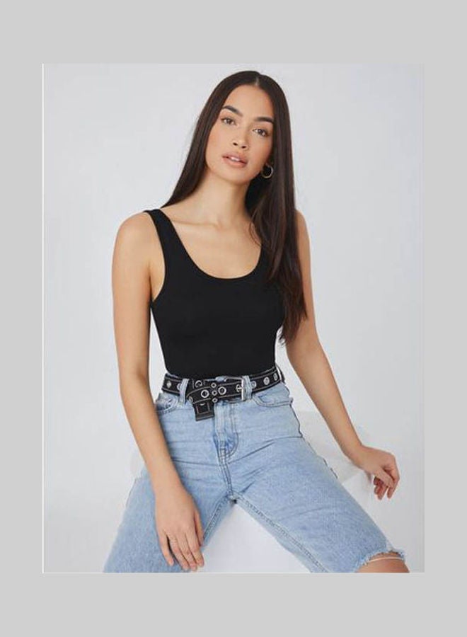 Mesery Women's Cotton Stretch Plain Tank Top Black  - Image 4