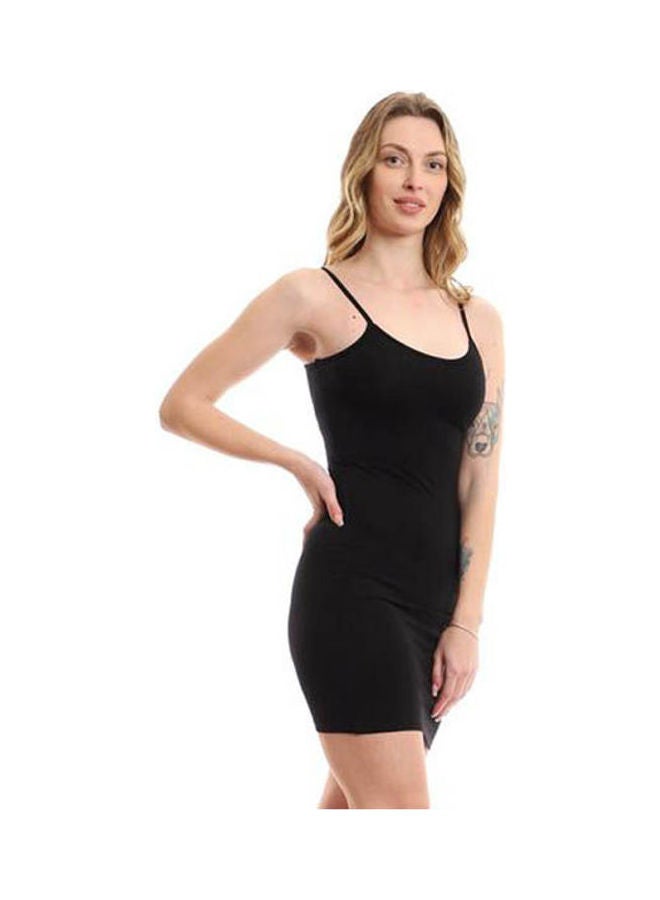 Mesery Bretelle Short Dress Cotton Thin Strap Black  - Image 2